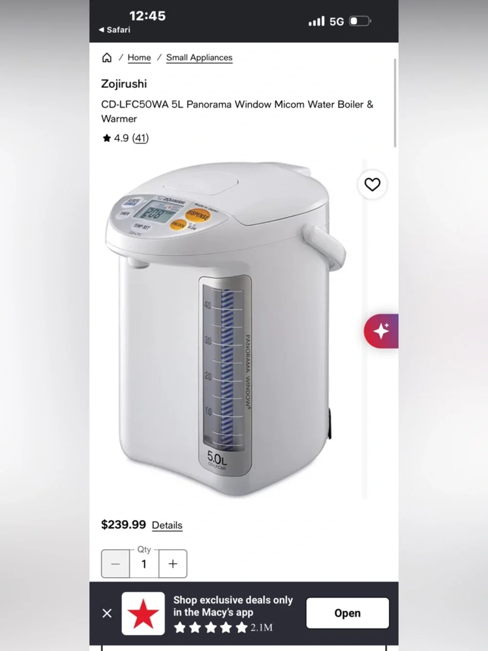 Zojirushi 5L Panorama Micom Water Boiler & Warmer - White